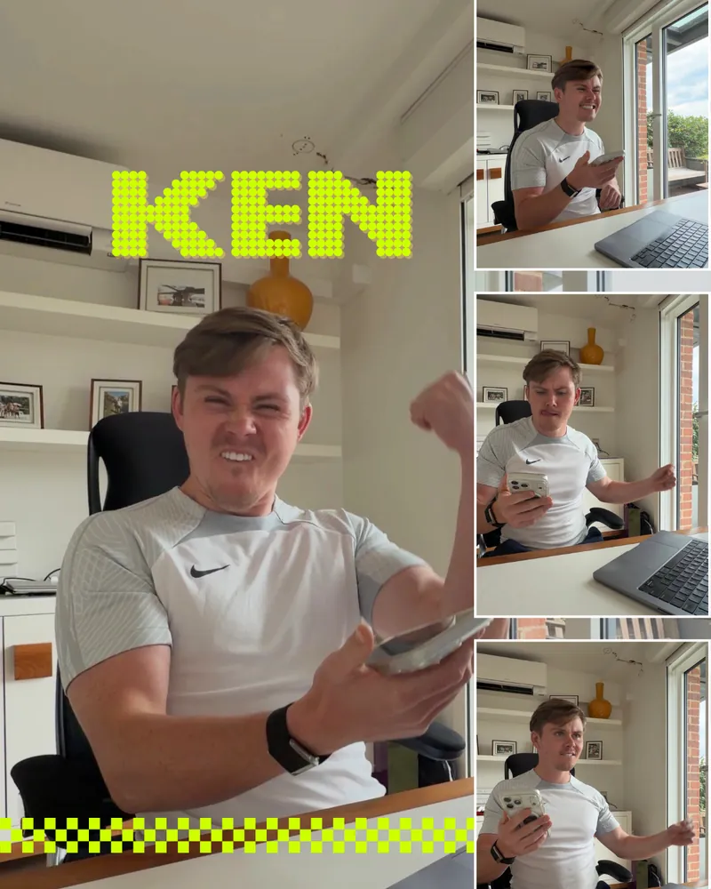SANA co-founder Ken reacting to app progress at his desk