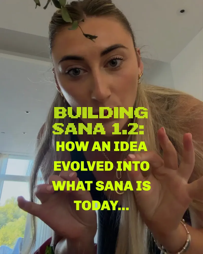 SANA co-founder Chloe talking to camera in a Building SANA video update